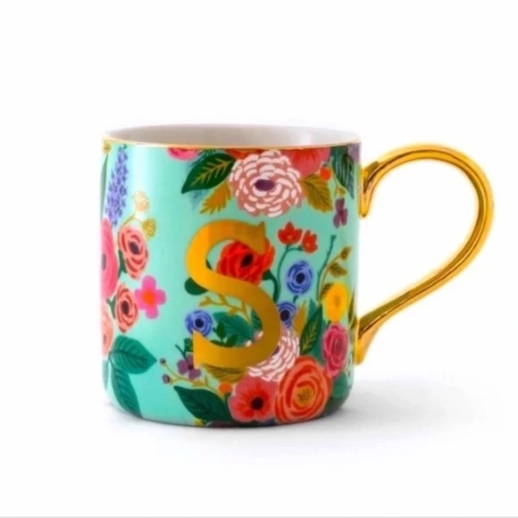 NWT  Anthropologie Rifle Paper Company Monogram Garden Party Mug S - Picture 1 of 2